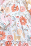 Deer/Floral printed ruffle hem dress. GLD060708-LOI