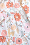 Deer/Floral printed ruffle hem dress. GLD060708-LOI