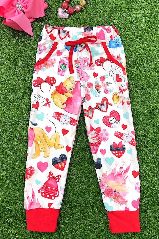 CUTE MULTI-PRINTED VALENTINES JOGGERS W/ STRETCHABLE WAIST BAND. YW-OF20230-LOI