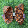 6.5 inch Golden Cheetah printed double layer hair bows with rhinestones. 4PCS/$10.00 BW-DSG-1058