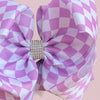6.5" Lilac checkered printed double layer hair bows. 4pcs/$10.00 BW-DSG-B256
