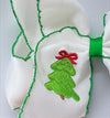 5" Christmas tree embroidered hair bows with moon stitch trim.  4pcs BW-DSG-B259