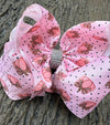 Pink white polka dot double layer hair bows. 4pcs$10.00 BW-DSG-S5