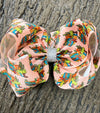 Hello Fall" Pumpkin printed double layer hair bows.6PCS/$6.00 BW-DSG