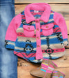Hot pink & aztec printed sherpa shacket. TPG60153011 AMY