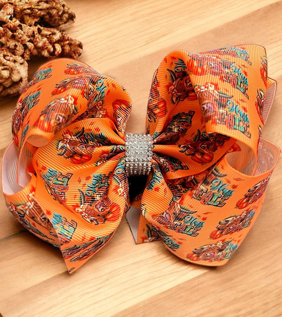 6.5" Double layer fall printed hair bows.