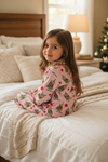 Pink Christmas character printed pajama dress. GT073011-JEAN