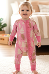 Christmas tree printed baby onesie with ruffle. LR080706-SOL