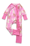 Christmas tree printed baby onesie with ruffle. LR080706-SOL