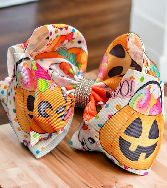 6.5" Halloween double layer printed hair bows.