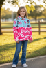 Cozy fleece pullover sweater with gingham & cow print. TPG50765 JEAN
