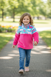  Cow printed on fucshia fleece pullover sweater. TPG51037 AMY