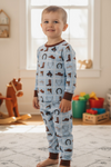 Boys LT. blue multi printed western pajamas. PJB60001 SOL