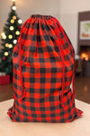 19" X 27"(Plaid) North Pole Mail Service printed Christmas sack.. SC-16