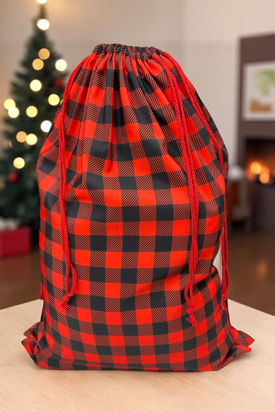 19" X 27"(Plaid) North Pole Mail Service printed Christmas sack.. SC-16