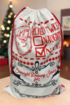 19" X 27"Checked twice corner printed Christmas sack. SC-18