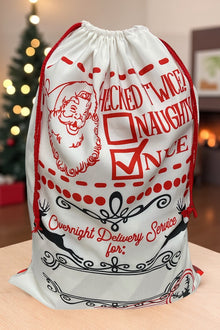  19" X 27"Checked twice corner printed Christmas sack. SC-18