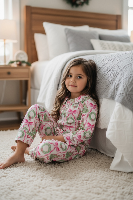 Coquette bow printed pajamas. GLP080715- sol