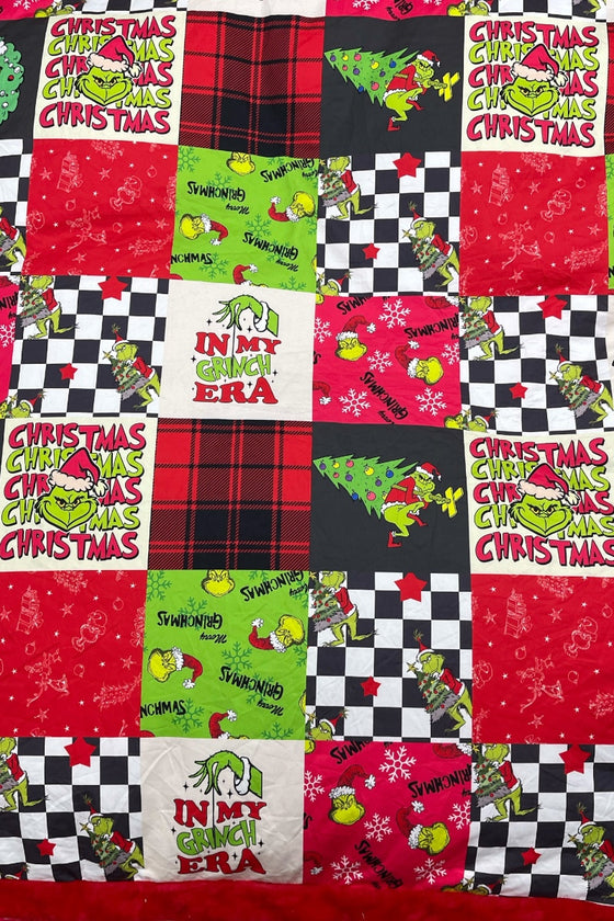 Christmas Character 50" X 60" throw blanket with fleece and red trim. BL072305-50*60inches