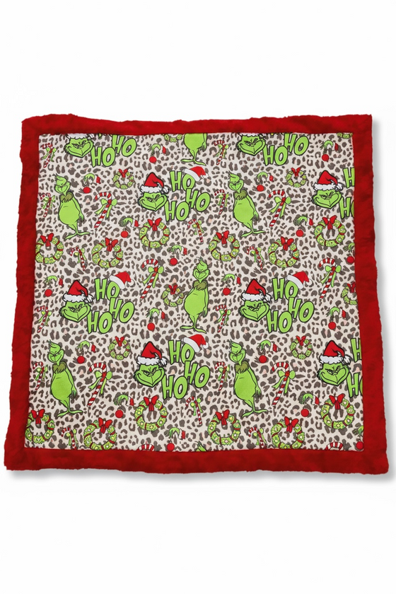 32" x 32" animal printed w/Christmas character baby blanket. BL072302-32*32inches