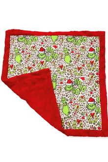  32" x 32" animal printed w/Christmas character baby blanket. BL072302-32*32inches