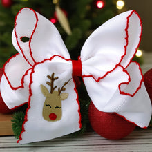  5" x 4" Embroidered red nose reindeer and moon stitch trim. 4pcs/$12.00 BW-DSG-B266