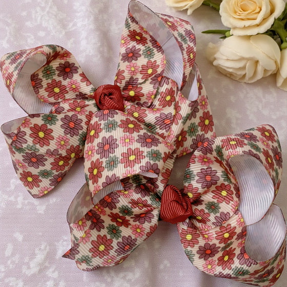 Approx. 4"  floral printed mini bows. 12pcs/$13.99 BW-DSG-B274