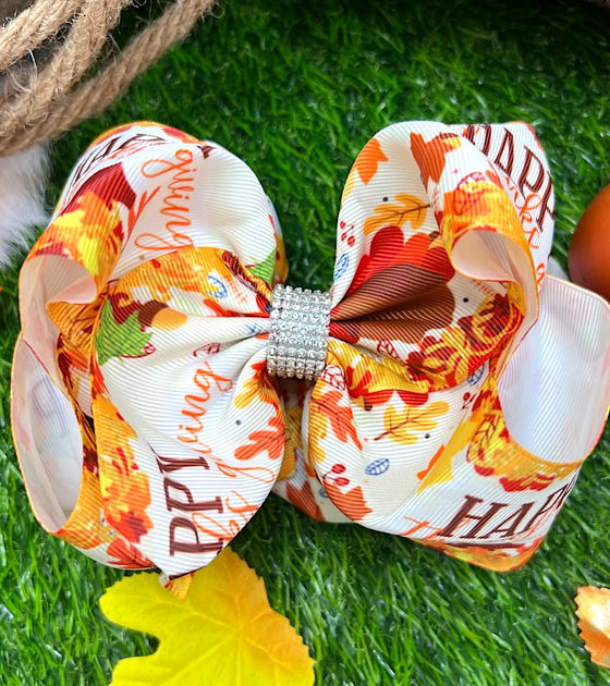 6.5" Double layer fall printed hair bows.