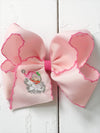5.5 inch Lt. Pink Santa embroidered hair bows with Pink moon stitch. 4PCS/$12.00