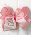 5.5 inch Lt. Pink Santa embroidered hair bows with Pink moon stitch. 4PCS/$12.00