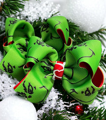  3" 2 Tone grinch hair bows. 10pcs/$9.99 bw-dsg-924