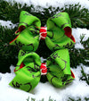 3" 2 Tone grinch hair bows. 12pcs/$15.50 bw-dsg-924