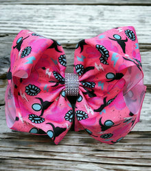  Bull skull, concho printed double layer hair bows. (6.5"wide 4pcs/$10.00) BW-DSG-926