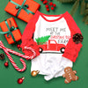 MEET ME AT THE CHRISTMAS TREE FARM" GRAPHIC RAGLAN WITH RUFFLE SLEEVE.  CXSY-012297-jean