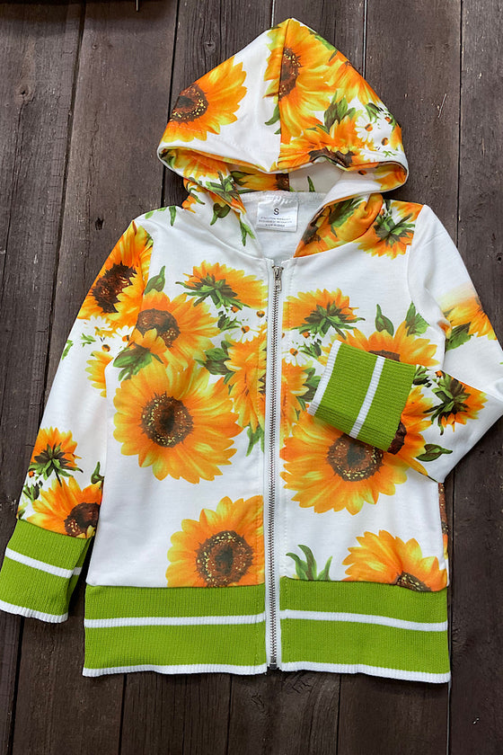 SUNFLOWER PRINTED HOODIE SWEATSHIRT.  WY-900135JEANNE