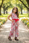Cheetah w/ Valentines print girls jumpsuit. PNG60013 JEAN