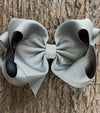 METAL GRAY 6.5" WIDE DOUBLE LAYER HAIR BOW. 5PCS/$10.00  BW-017-S