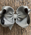 METAL GRAY 6.5" WIDE DOUBLE LAYER HAIR BOW. 5PCS/$10.00  BW-017-S