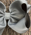 METAL GRAY 6.5" WIDE DOUBLE LAYER HAIR BOW. 5PCS/$10.00  BW-017-S