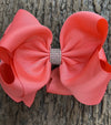 WATERMELON DOUBLE LAYER RHINESTONE HAIR BOWS 6.5" WIDE 5PCS/$10.00 BW-243-S