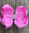 ROSE BLOOM 6.5" WIDE HAIR BOWS. 5PCS/$10.00 DOUBLE LAYER. BW-182-S