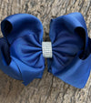 NAVY BLUE RHINESTONE BOW 6.5 " WIDE 5PCS/$10.00 BW-370-S