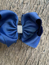 NAVY BLUE RHINESTONE BOW 6.5 " WIDE 5PCS/$10.00 BW-370-S