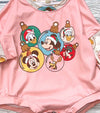 Cartoon ornament printed baby romper with snaps. Sol