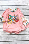 Cartoon ornament printed baby romper with snaps. Sol