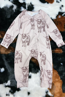  Highland cow printed baby romper. LR071201-EMELY