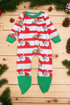 Red nose reindeer & Santa printed baby bodysuit. LR070105-amy