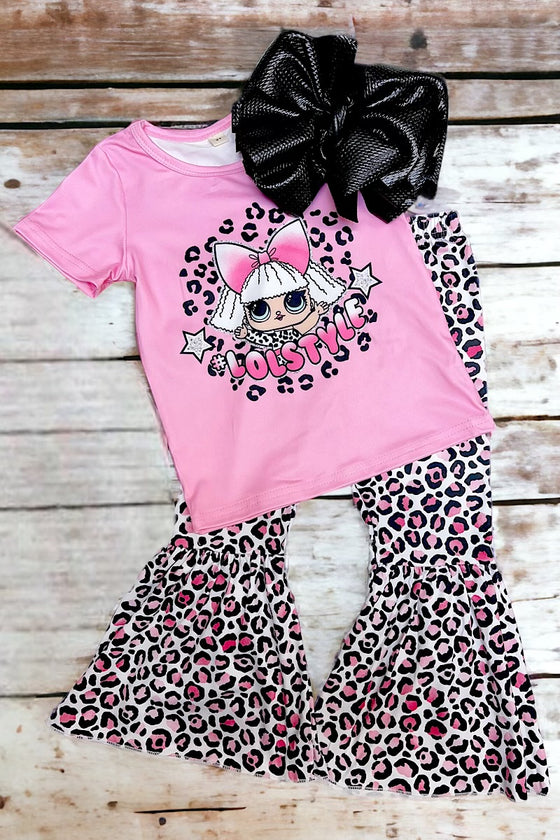 Lolstyle" graphic tee & animal printed bell bottoms. GSPO071210-EMILY