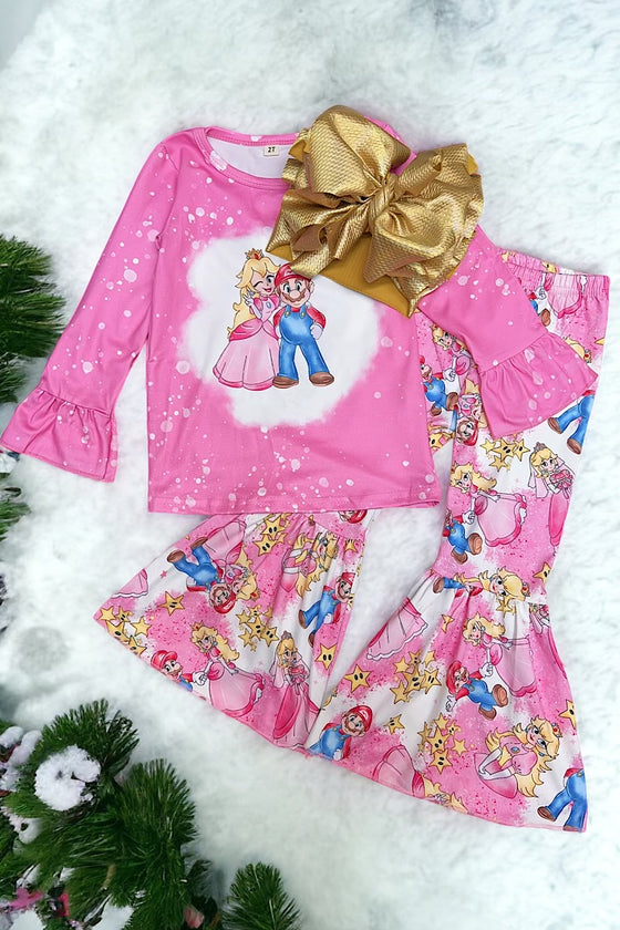 Peache's character printed pink 2 piece set. GLP062101-sol