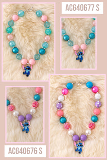  Multi color Bubble necklace with character pendant. 3PCS/$15.00